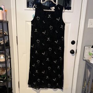 Vintage Elegant Black Floral Maxi Dress